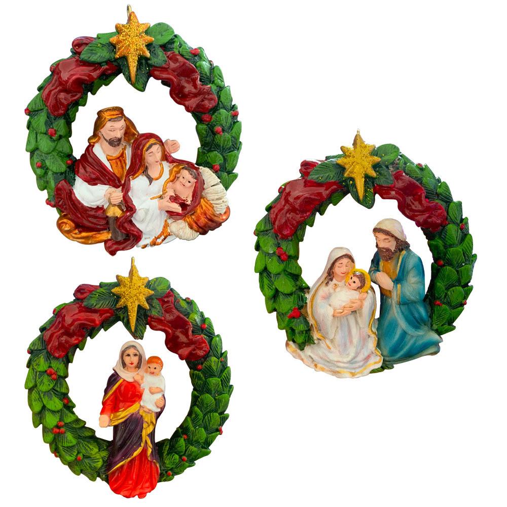 Beautiful Christmas Jesus Child Ornament With Colorful Resin Floral Design