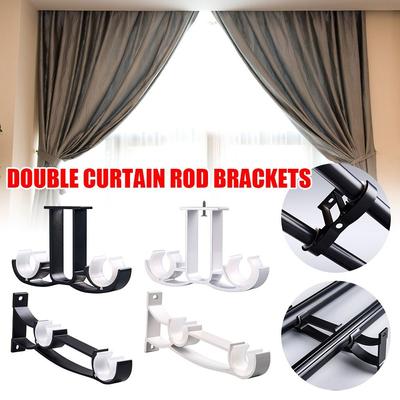 New Home Decor Side Top Mounted Hardware Holder Shower Curtain Pole Bracket Window Double Curtain Rod Brackets