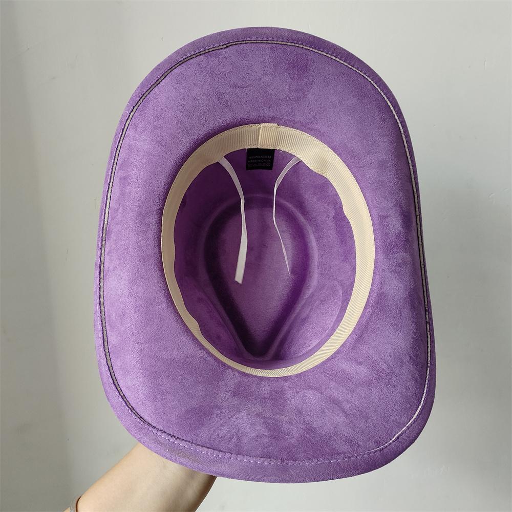 New Blue Suede Hat 7.5Cm Western Cowboy Women'S Fedora Hat Men'S Church Jazz Hat Fashion Travel Party Hat Denim Hat