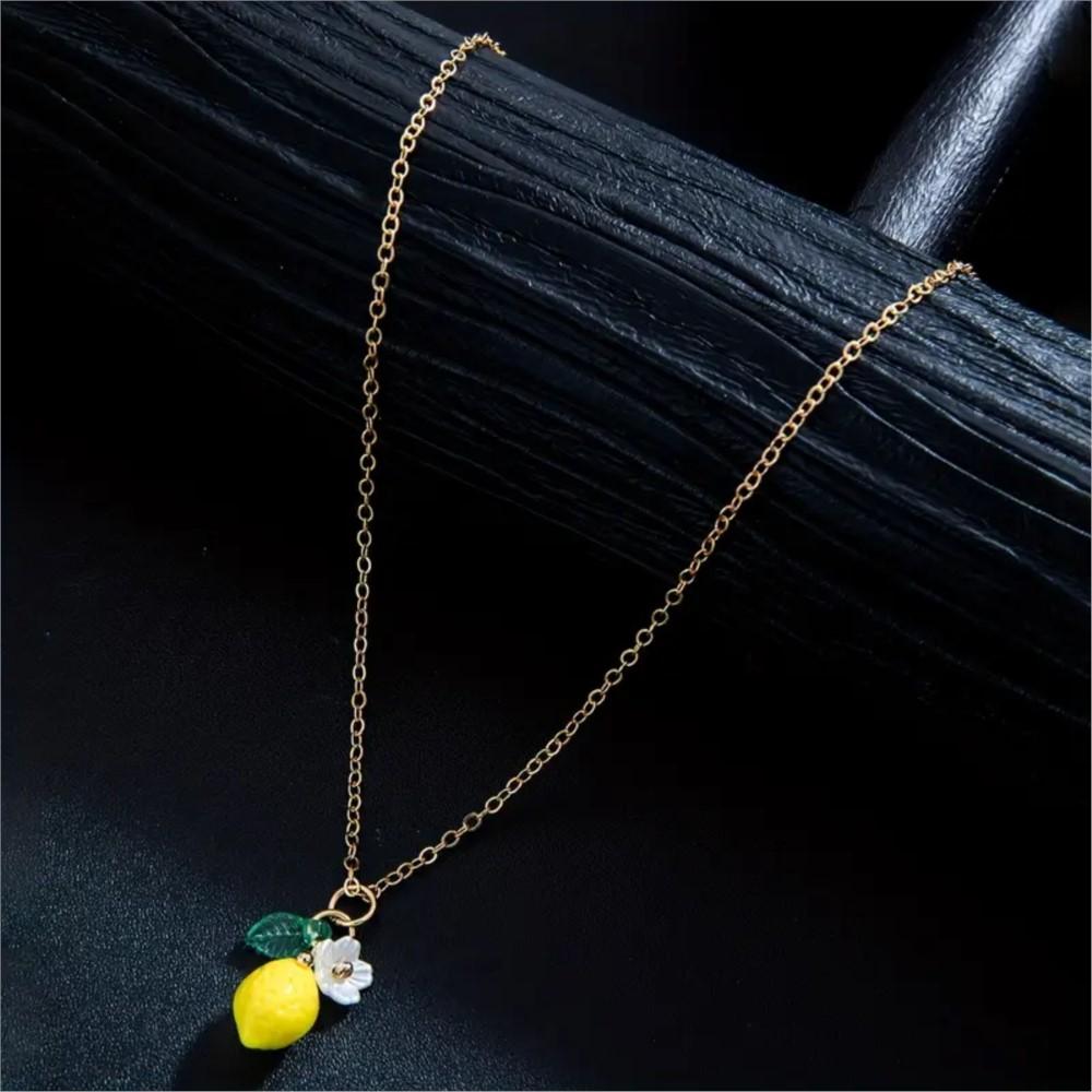 Collana con Ciondolo Fiore di Limone e Frutta Carino alla Moda per Donne Leggera Minimalista Collana Gioielli Regali per Vacanze Estive
