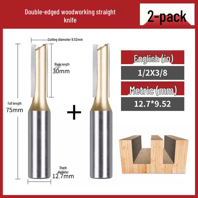 Tiangong Double-Edged Woodworking Carving & Trimming Milling Cutter, Lengthened Wood Milling & Grooving Tool.