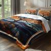 3pcs Bedding Set Featuring an Autumn Tree Landscape, Designed in a Bohemian Style. This Nature-Themed Quilt Set