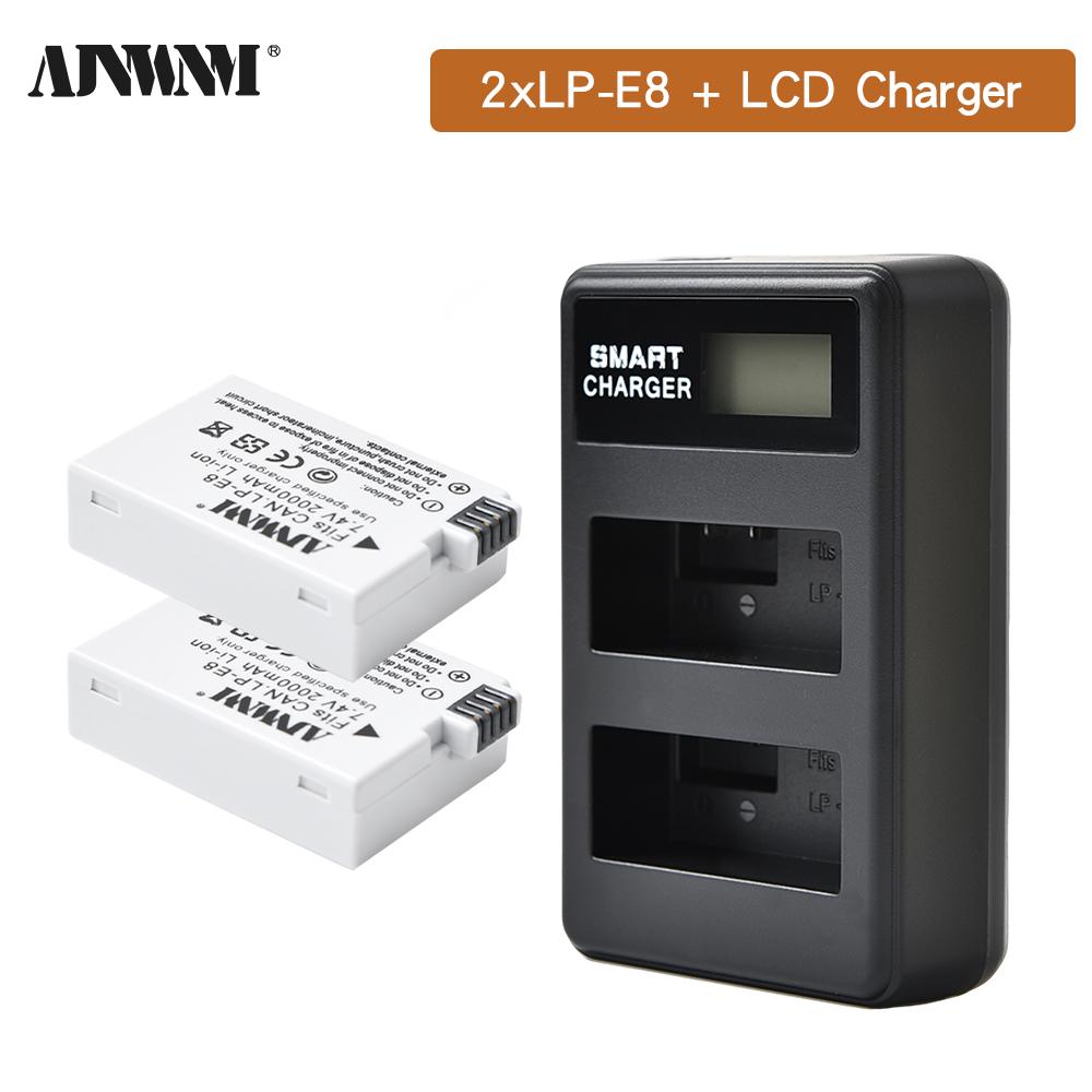 Batterie rechargeable LP-E8 2000 mAh pour Canon EOS 550D 600D 650D 700D X4 X5 X6i X7i T2i T3i