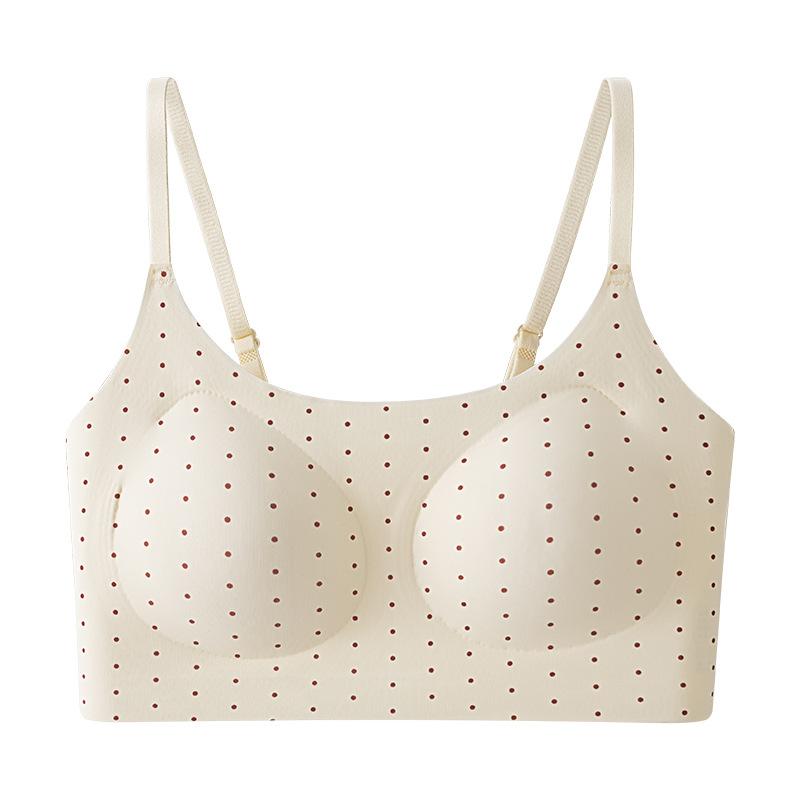 Women Seamless French Floral Gathered Wireless Fixed Cup Back Support Bra