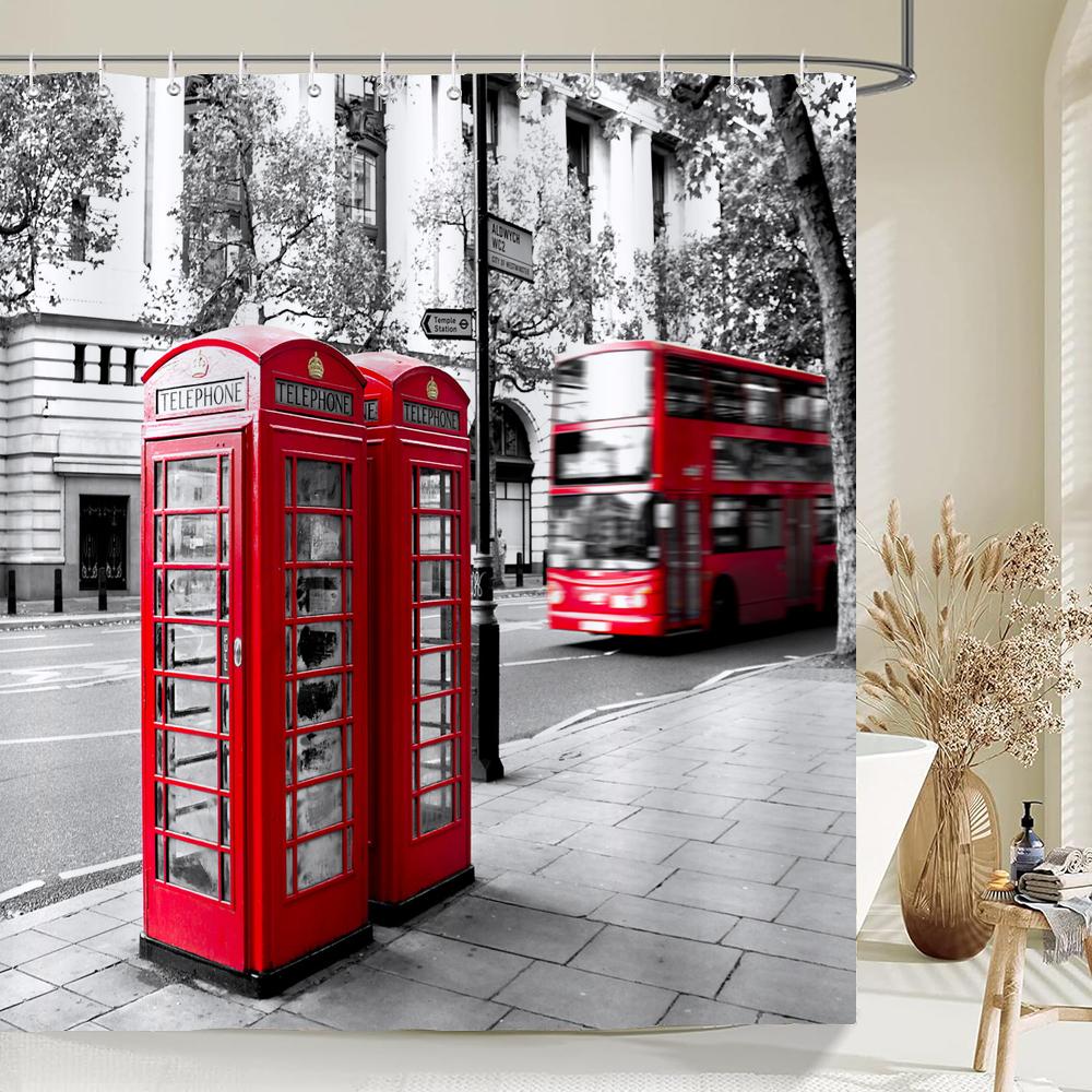 1 pack European street scenery pattern polyester material shower curtain bathroom partition curtain home decorative curtain