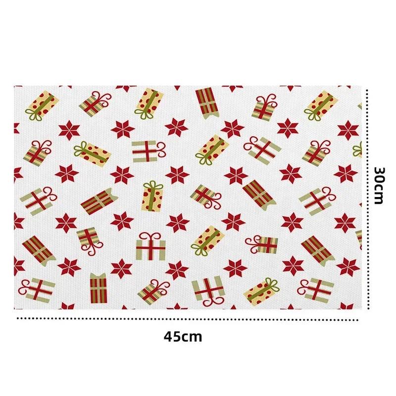 

Рождественские ПВХ салфетки с принтом Нескользящий теплоизоляционный коврик Коврики под миски Коврики под тарелки Подставки под чашки и стаканы Украшение стола и аксессуары 30X45cm