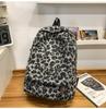Schoolbag Retro Plush Backpack Female Popular New Fashion Leopard Print Backpack High School Student Large Capacity Schoolbag Travel Backpack