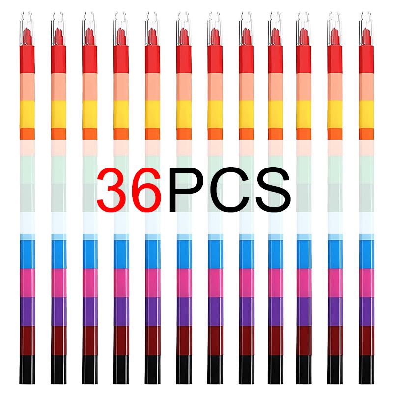 12/24/36 STÜCKE Stapelbare Wachsmalstifte 12-Farben Regenbogen Baustein Malstifte Schule Kunstunterricht Belohnungen Geburtstagsfeier Souvenir ZYF