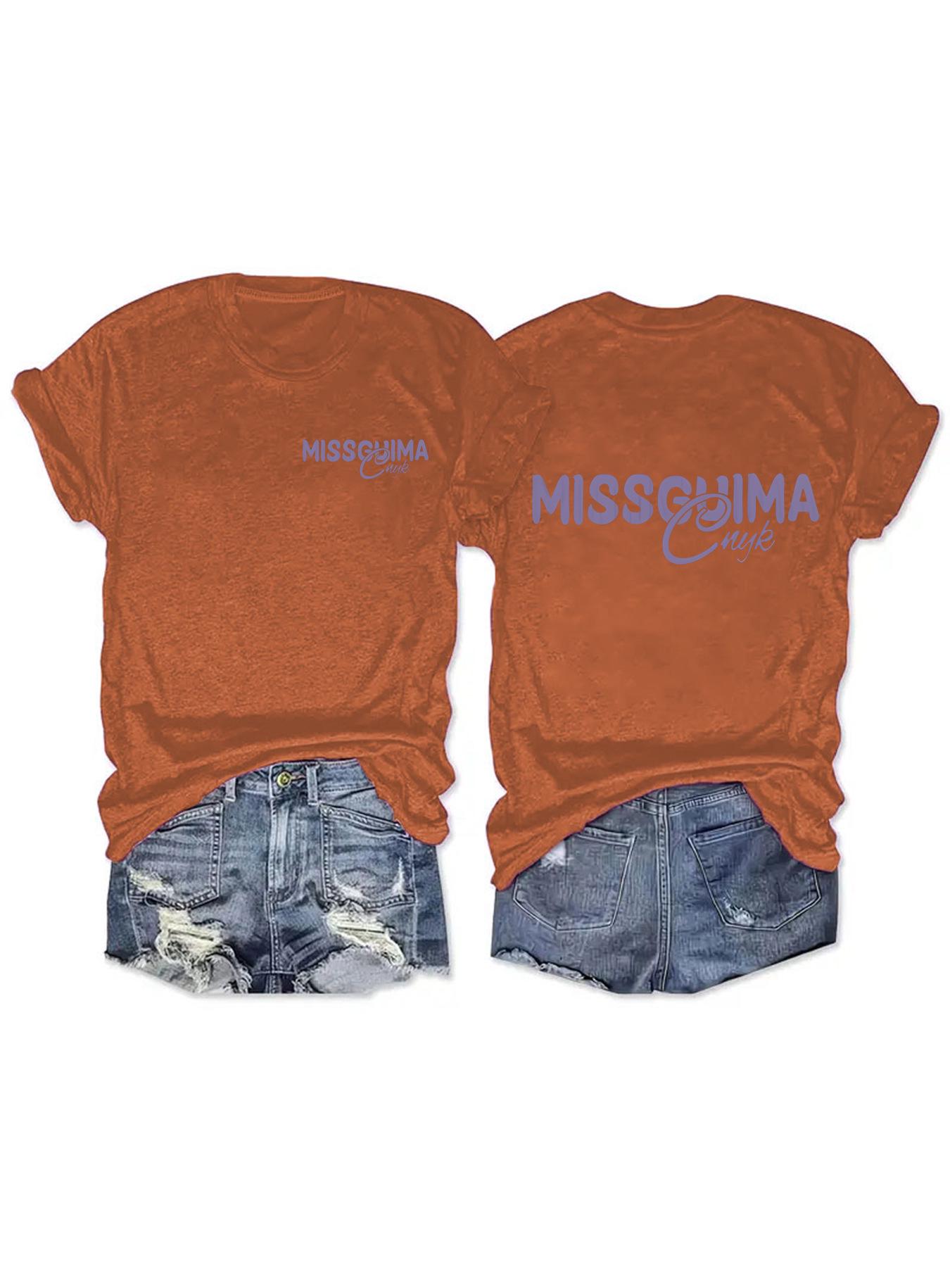 

European-American Summer Printed Short Sleeve Women s Casual T-Shirt XL