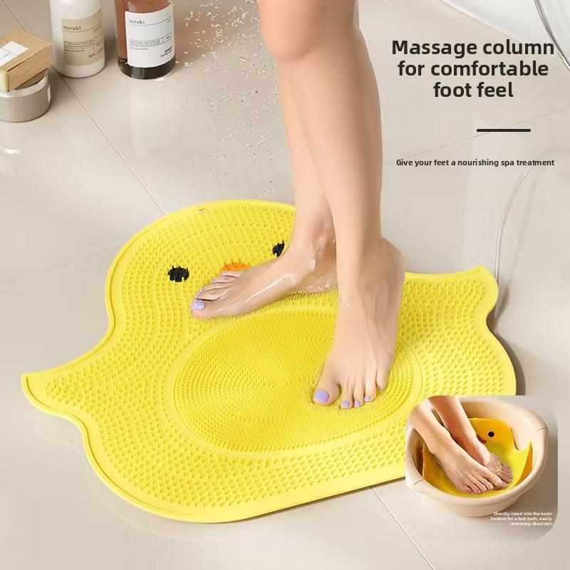 Silicone Duck massage suction cup foot pad bathroom non-slip mat bathing foot rubbing artifact foot washing shower floor mat