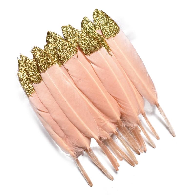 10Pcs/Lot Silver Gold Duck Feathers For Decoration Goose Feather Craft Black White Jewelry Creation Handicraft Accessories Decor