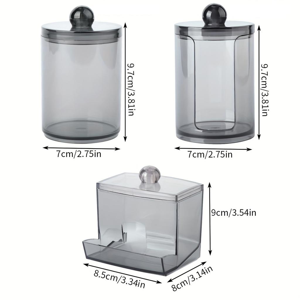 2/3 Balení Dávkovač na vatové tyčinky Koupelnová nádoba, Držák na vatové tampony 300/200 ml, Lékárnická nádoba Organizér pro skladování vatových tyčinek