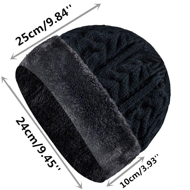 Unisex High Hat Quality Winter Add Fur Lined Cap Stylish Wool Beanie Hat For Men Women Warm Thick Outdoor Knitted Hat