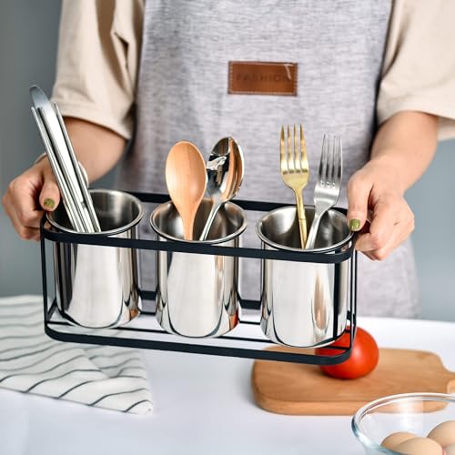 IMEEA Chopstick Holder, Cutlery Stand, Cutlery Holder, Stainless Steel Cutlery Case Set, Black, Storage