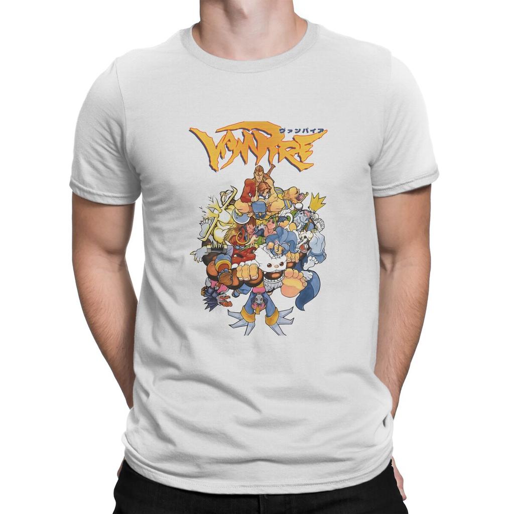 Vampire  The Night Warriors Men TShirt Darkstalkers Game O Neck Tops Fabric T Shirt Funny High Quality Birthday Gifts