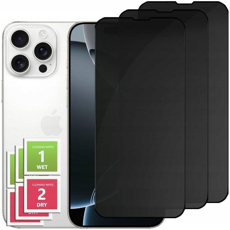 3x Anti-Spy Tempered Glass for iPhone 16 Pro Max - Anti Spy Screen Protection, Privacy Film, Privacy Glass