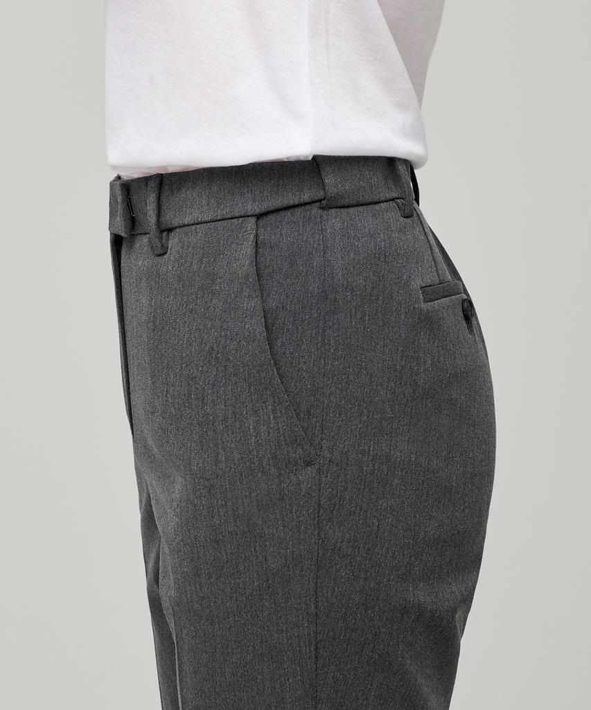 MUSINSA STANDARD WOMAN Women'S Slim Straight Hidden Banding Slacks [Medium Gray]