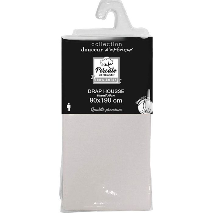 Linen Fitted Sheet 90 X 190 Cm In Percale 30 Cm Gusset