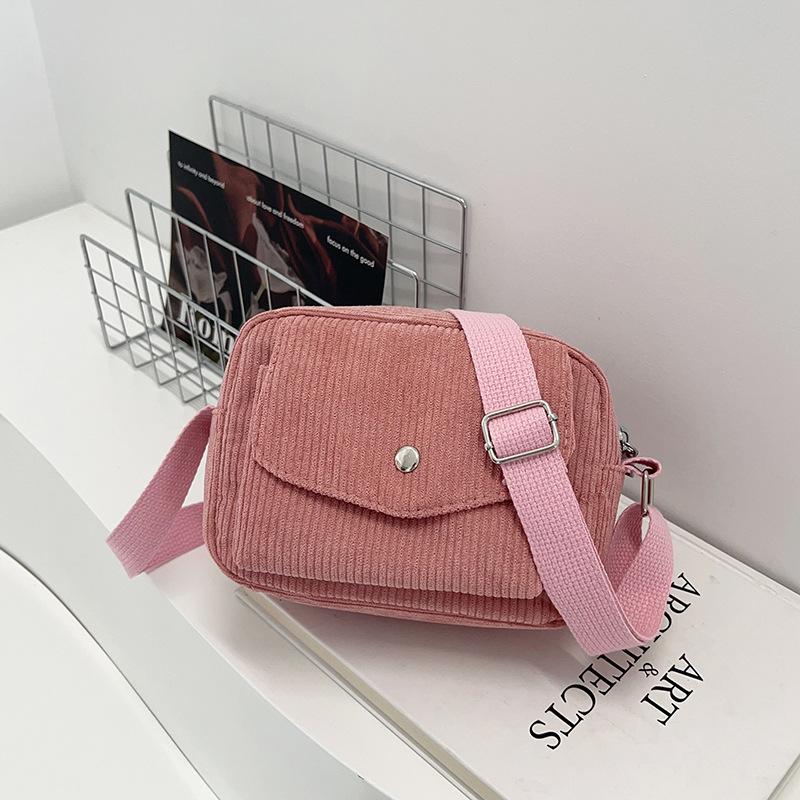Women Corduroy Crossbody Shoulder Small Square Bag Casual Fashion Daily Handbag
