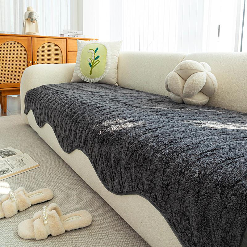 Sofa Cover Mats Winter Thickened New Simple And Comfortable Seat Cushion Plush Warm Anti-Cat Scratch Sofa Cover Couch Protector