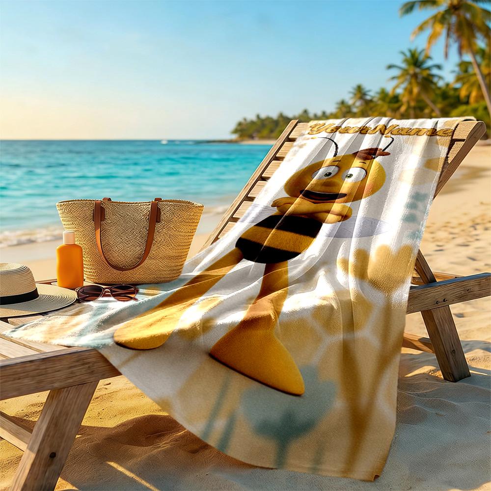 Biene Maja Personalized Text Beach Towel High Absorbency & Quick-Dry Perfect for Traveling Yoga Camping and Swimming