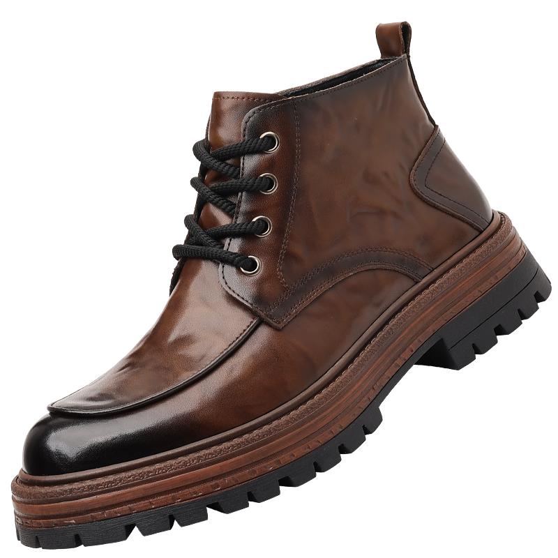 

High quality autumn and winter men s boots Retro British design style Office or fashion party Thick soled leather shoes 38