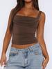 European-Style Women's Pleated Slim-Fit T-Shirt - Solid Color, Sexy Streetwear Top
