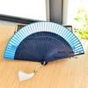 Chinese Custom Folding Fan Simulated Silk Fan Surface Bamboo Fan Bones Stage, Stage Props Decorative Crafts Chinese Culture