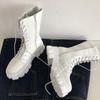 Women Mid Calf Boots Autumn Winter Fashion Lace Up Zipper Boots Sports Platform Heel Ladies Shoes