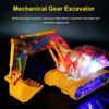 Light Up Transparent Gear Excavator Toy STEM Learning Excavator Construction Vehicle with Sound Effects Extendable Arm Yellow