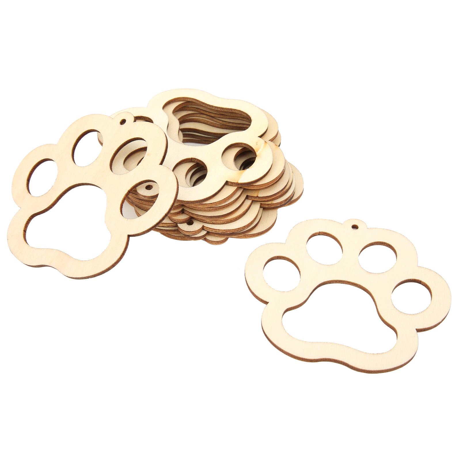 

30 шт. деревянных деталей с отверстием из натурального дерева, гладкая поверхность, симпатичная деревянная деталь, медвежья лапа для украшения