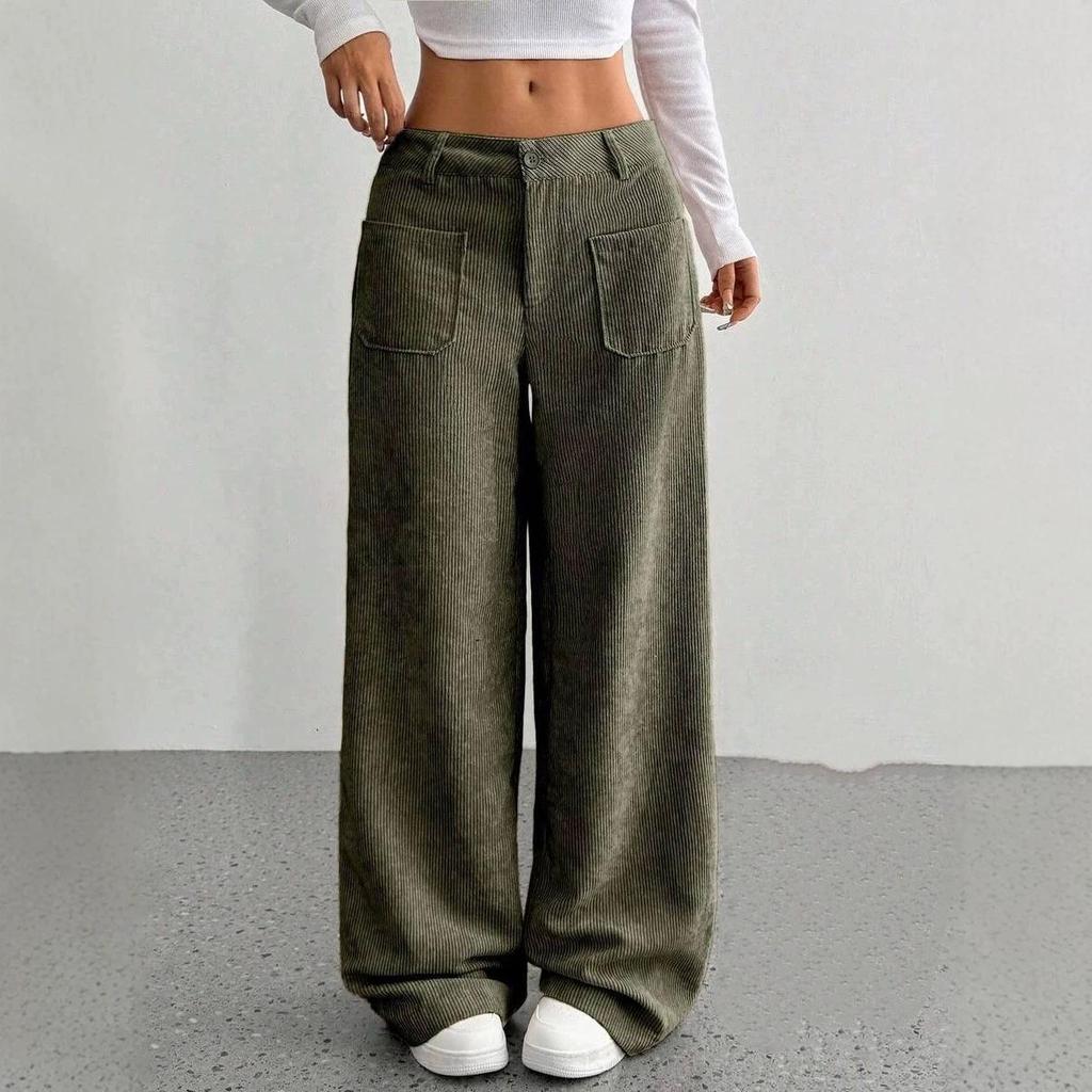 Europäisch Amerikanische Lockere Weitbeinige Damen Freizeithose mit Taschen