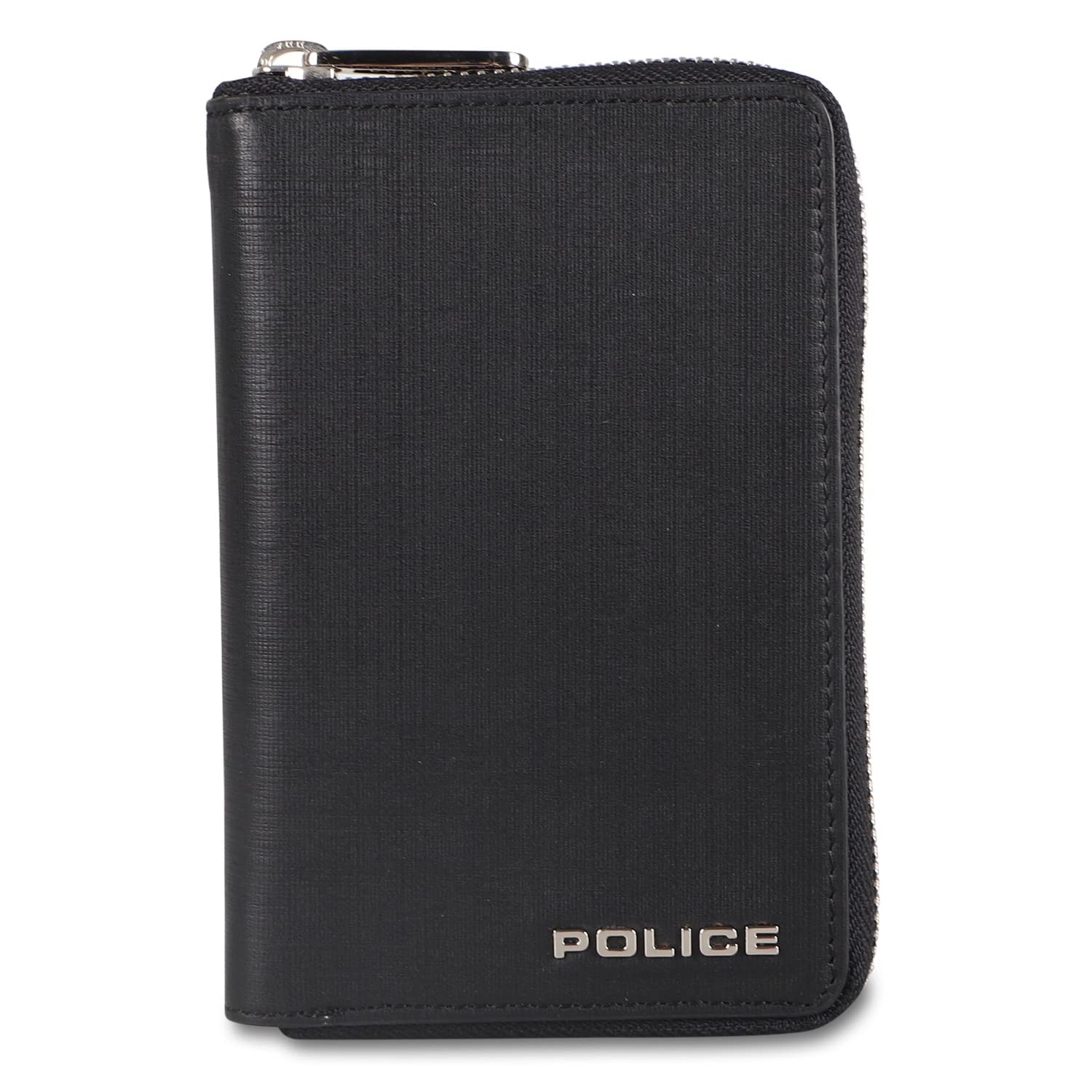 

Police Men s Bifold Wallet with Round Zipper and Box-Shaped Coin Purse, Black, PA-70603