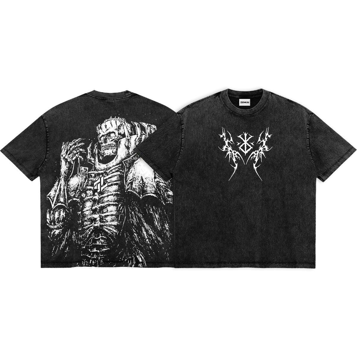 

Skeleton Knight Berserk Anime T-shirt For Men s Clothing Gothic Y2k Washed Oversized T Shirt Short Sleeve Pure Cotton Tees Tops XXL чорний
