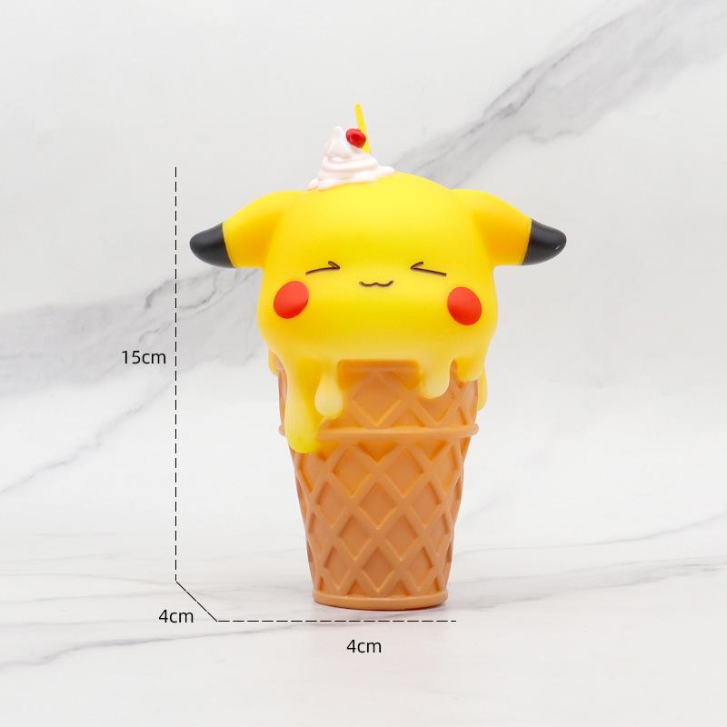 1 Piece Anime Ice Cream Pikachu Pokemon Figure Model Gifts Collectible Figurines for Kids About 15cm