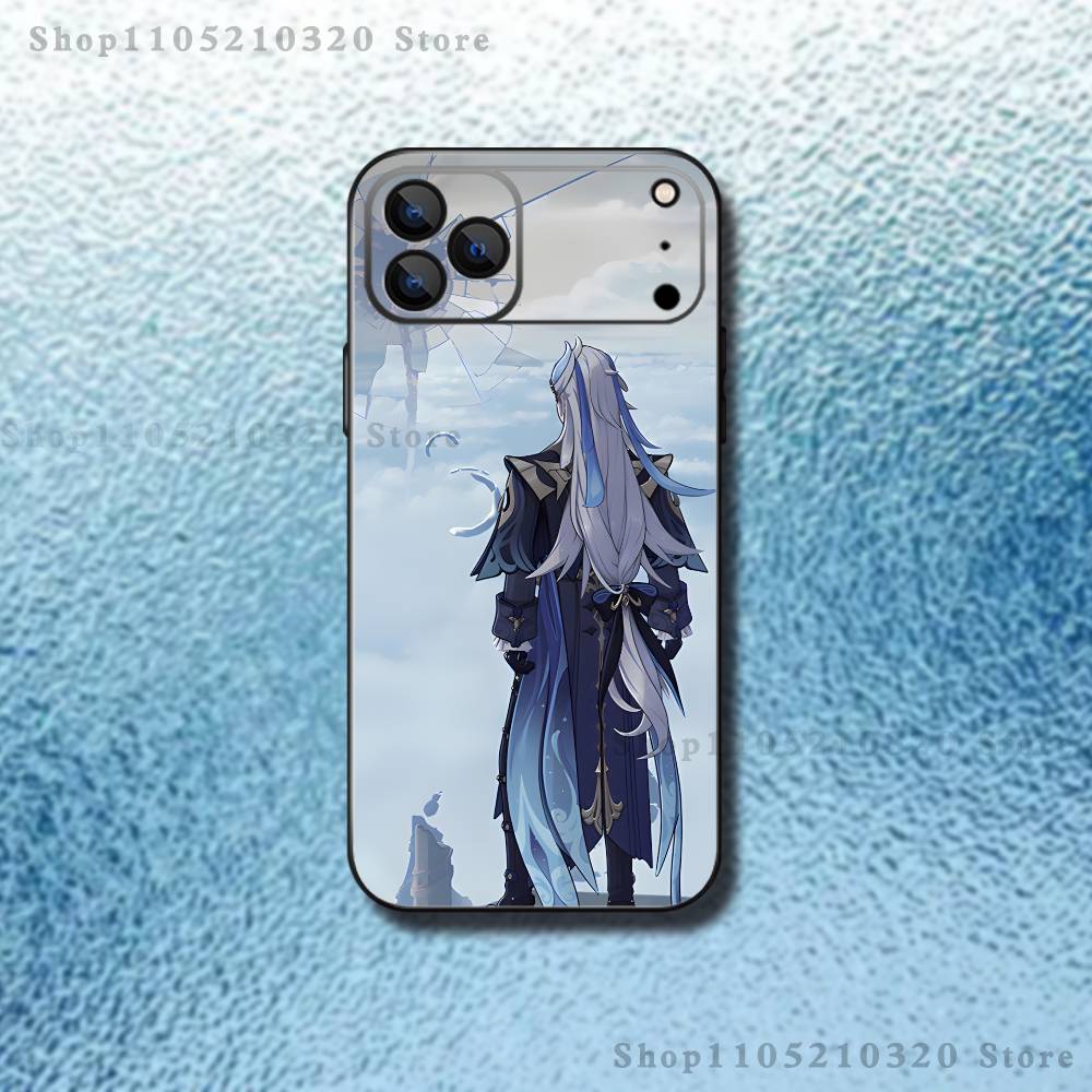 Genshin Impact N-Neuvillette Phone Case For iPhone 17,16,15,14,13,12,11,Pro,Max,Plus,E,SE4,Air,Mini Black Soft Funda