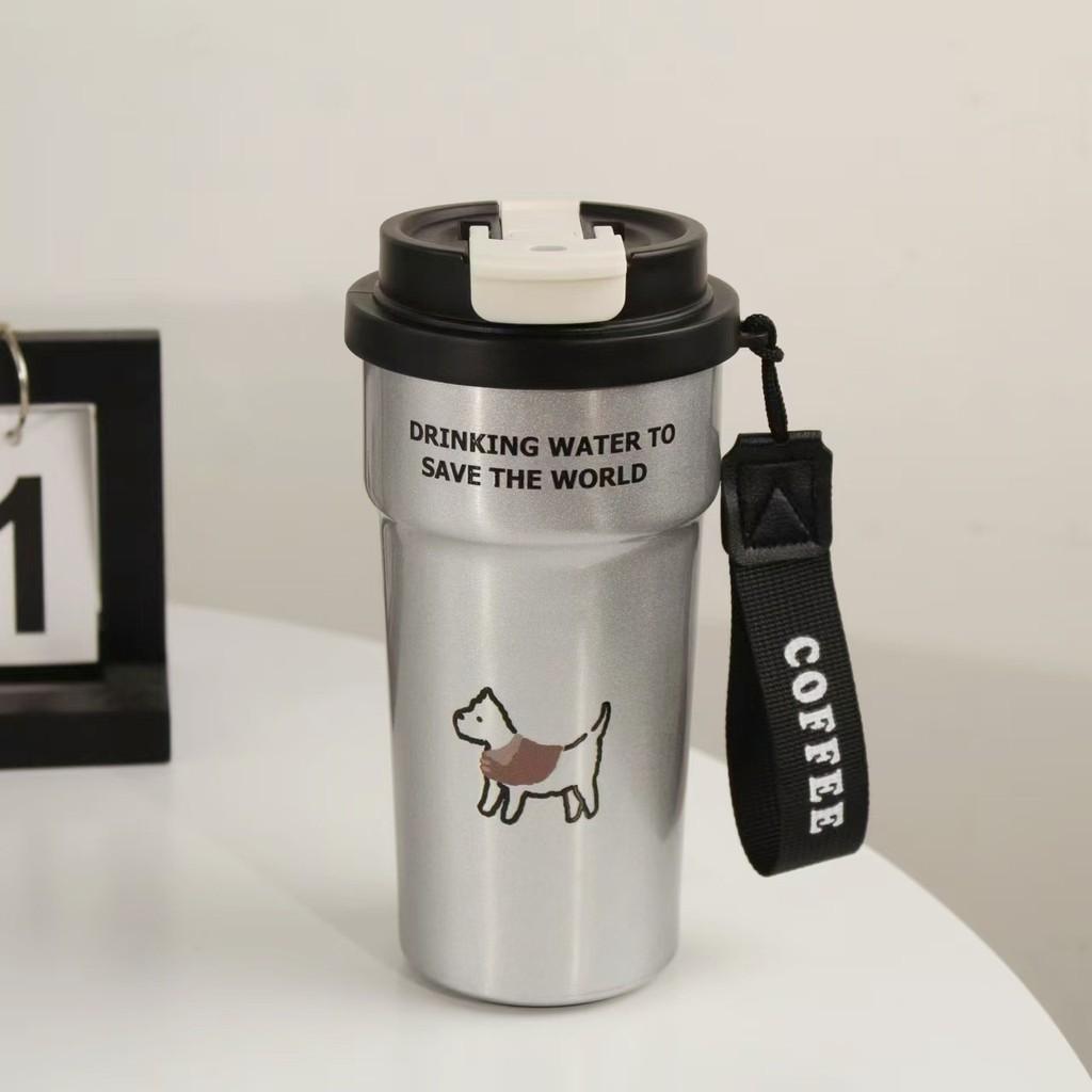 Caneca de Café de Gato Fofo Com Design Isolado de Aço Inoxidável Para Uso em Casa e no Escritório