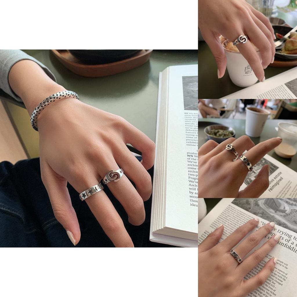 Star Vintage Trendy Ring Crafted From 925 Silver With A Distressed Look For Couples