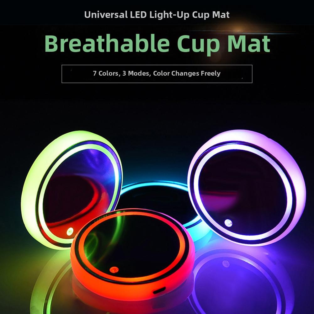 7-Farben RGB-Atmosphärenlampe Auto-Getränkehalter-Matte Universell passend Smart-Sensor Rutschfest Nachtfahrt Innenraum-Modifikation