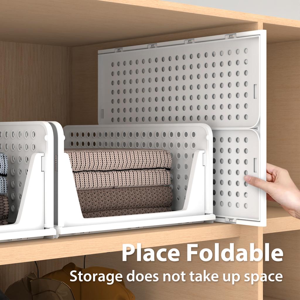 Wardrobe Storage Organiser, 1/4 Pack Stackable Storage Boxes Clothes Storage,Cupboard Storage Organiser, Under Sink Storage