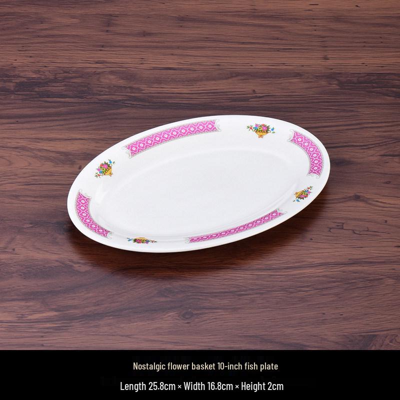 Hong Kong Style Vintage Ceramic Tableware: Fish Plate, Kway Teow Dish, Noodle Soup Bowl, Rice Bowl.