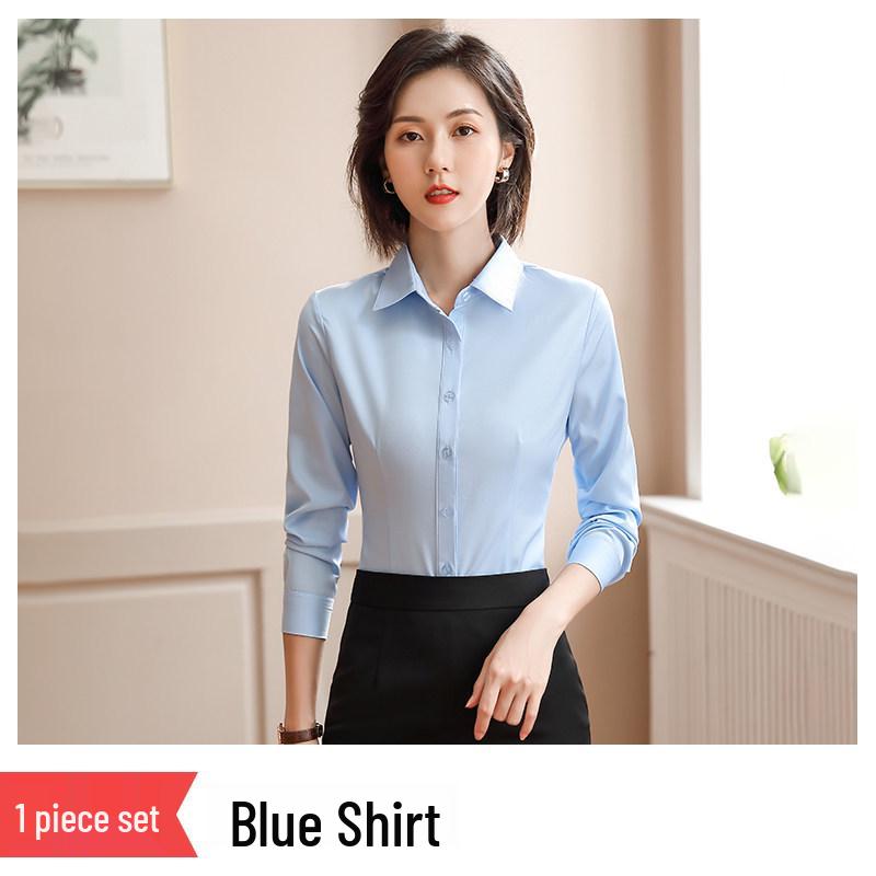 2025 Women's Non-Iron Long-Sleeve Slim Fit Business Shirt - Autumn Professional Micro-Elastic Workwear