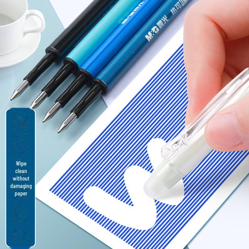 Morning Glory 7701 Varmeslettbar Gelpenn Påfyll - 0,5 mm Svart/Krystallblå med Magisk Viskelær