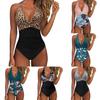 Swimsuit Women One Piece With Cross Color Block Polyester For Water Sports And Beach Relaxation