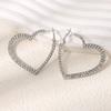 Exaggerated Romantic Full of Zircon Sparkles Geometric Great Heart Shape Hoop Earrings for Women Exquisite Temperament Jewelry