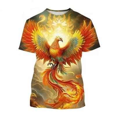 Vasaros Gyvūnų Raštas Ugnies Paukštis Feniksas 3D Spausdinimo Marškinėliai Vyrams Moterims T-shirt Trumpomis Rankovėmis Oversized Harajuku Marškinėlis Viršutinė Dalis Vaikų Drabužiai