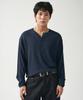 KIIMUIR Washable Cool Touch Henley Neck Crop Knit_Navy