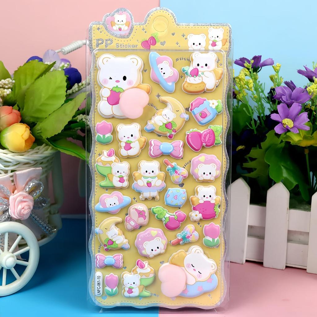 and squishy butt Perfect as a reward or a character for your Stylish stickers for perfect for and DIY Bear Cute, 3D, fluffy, soft, plump, stickers.