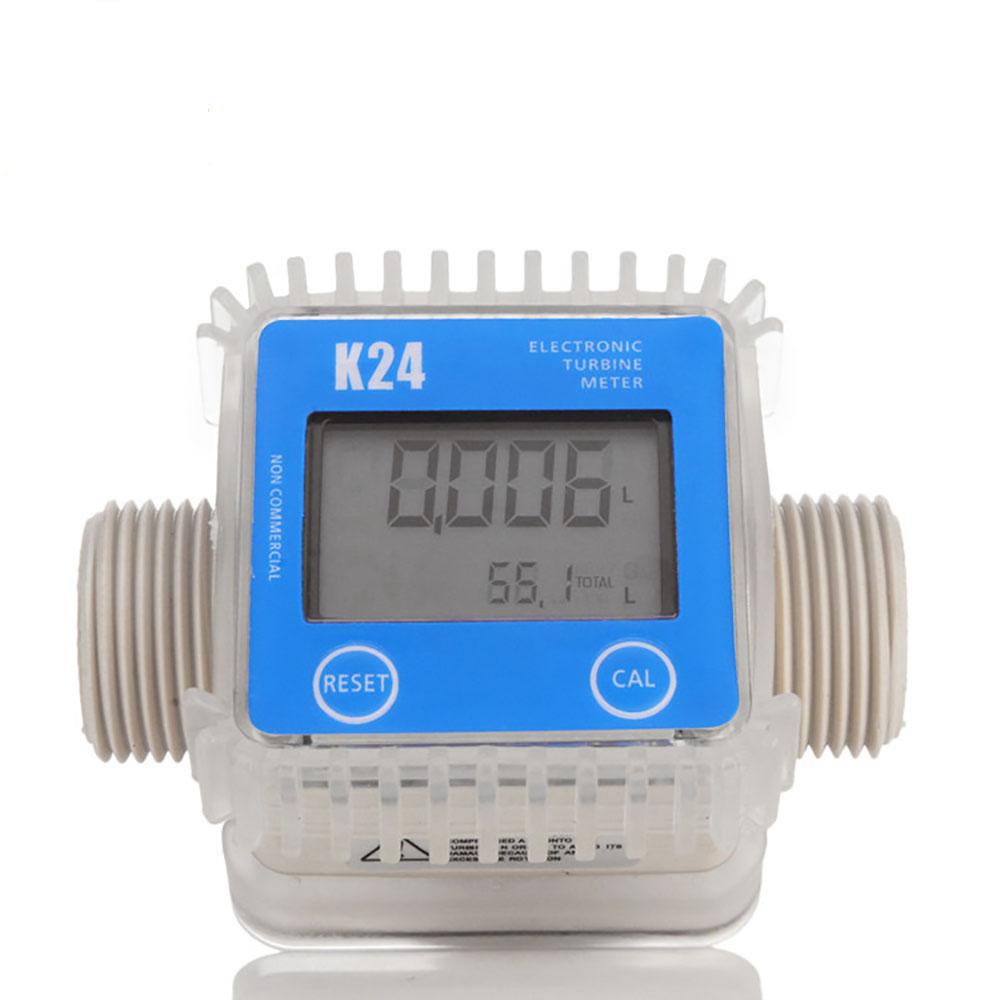 K24 Medidor Digital de Óleo Diesel Combustível Medidor de Turbina Produtos Químicos Água Líquido Marinho turbo LCD Medidor de Vazão Ferramenta de Medição