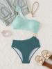 Color-matching Hollow-out One Shoulder Sexy Swimsuit Bikini